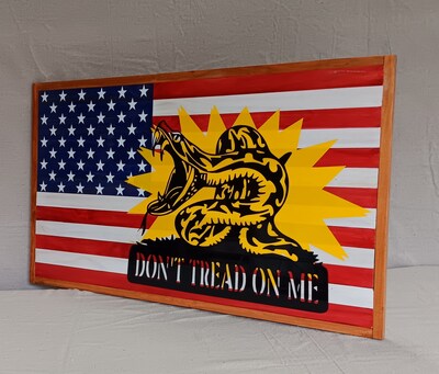 Handmade American flag with Don't tread on me - image2
